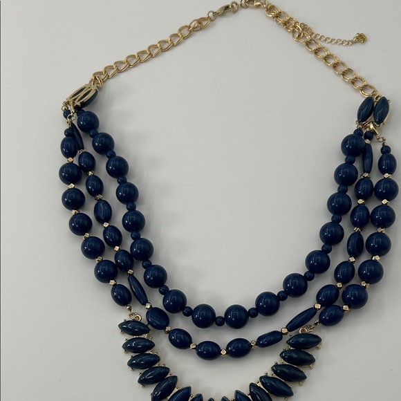 Fashion Jewelry Navy and Gold Beaded Necklace - Picture 4 of 16